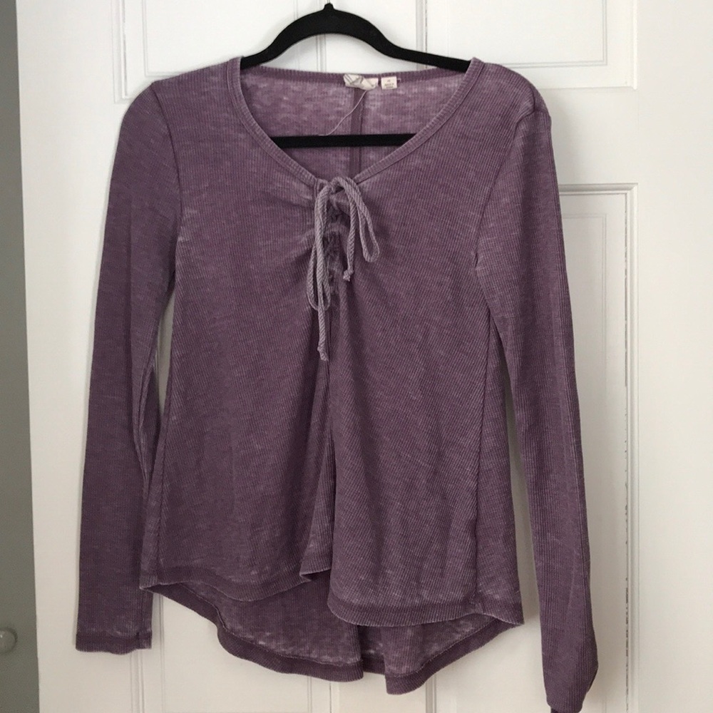 White Crow light purple acid wash long sleeve